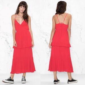 & Other Stories Vibrant Red Midi Dress